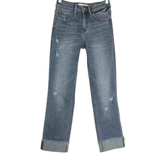 NWOT Lovervet High Rise Medium Wash Distressed Straight Leg Jeans Size 24 - Picture 5 of 12